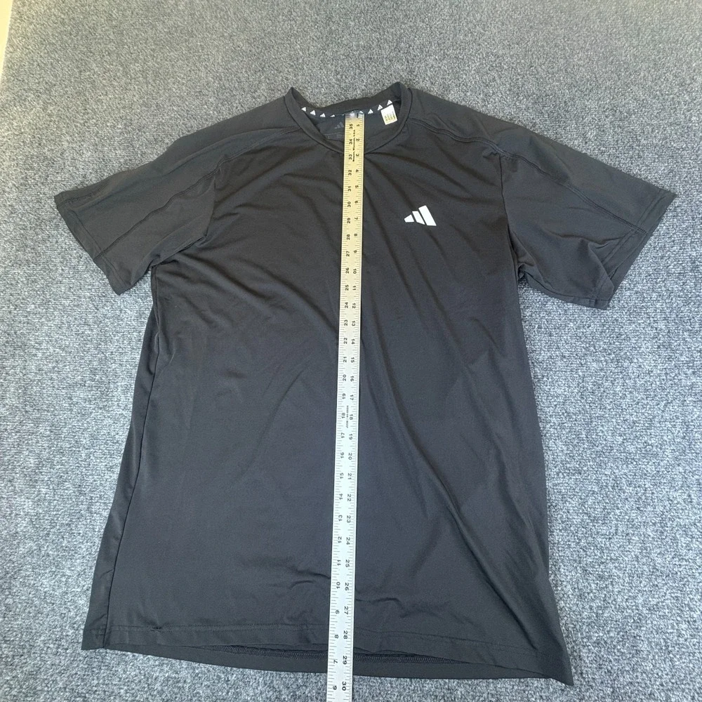 Adidas T-Shirt Men Large Black Logo Regular Fit Crew Neck Activewear Performance